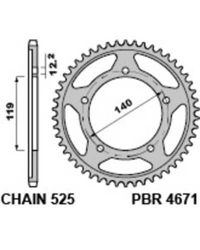 Couronne Moto PBR Couronne PBR acier standard 4671 - 525