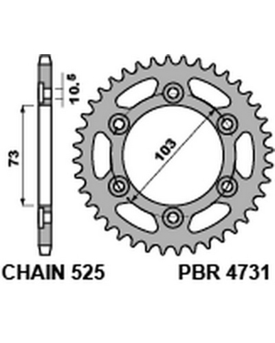 Couronne Moto PBR Couronne PBR acier standard 4731 - 525