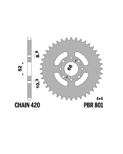 Couronne Moto PBR Couronne PBR acier standard 801 - 520