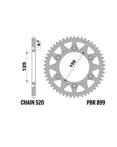 Couronne Moto PBR Couronne PBR acier standard 899 - 520 Couronne Moto PBR Couronne PBR acier standard 899 - 520
