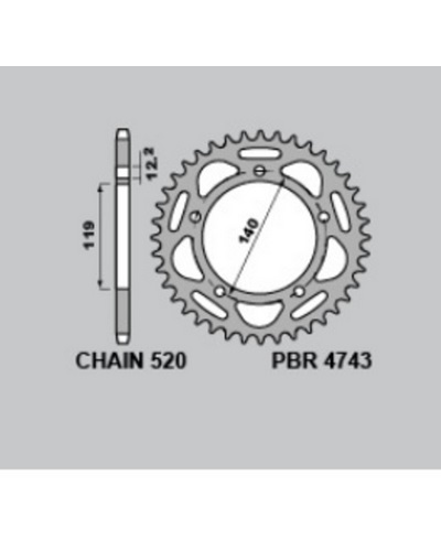 Couronne Moto PBR Couronne PBR aluminium ultra-light anodisé dur 4743 - 520