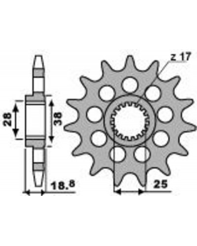 Pignon Moto PBR Pignon 14 dents PBR chaine 525 Aprilia Tuono 1000 R