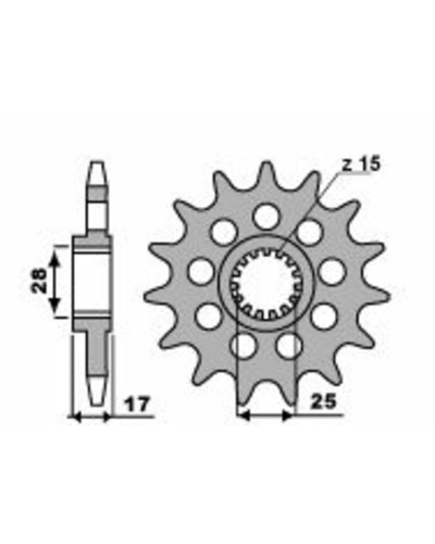 Pignon Moto PBR Pignon 15 dents PBR chaîne 520 Ducati 899 Panigale