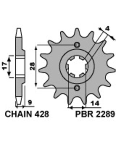 Pignon Moto PBR Pignon PBR 13 dents chaine 428 type 2289