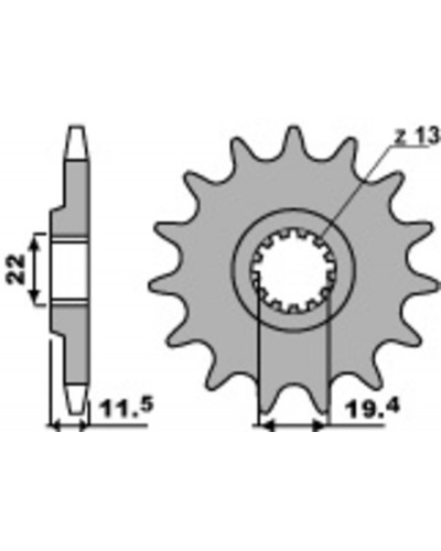 Pignon Moto PBR Pignon PBR 14 dents acier standard pas 428 type 4101