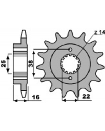 Pignon Moto PBR Pignon PBR 14 dents acier type 2075 pas 520 Ducati
