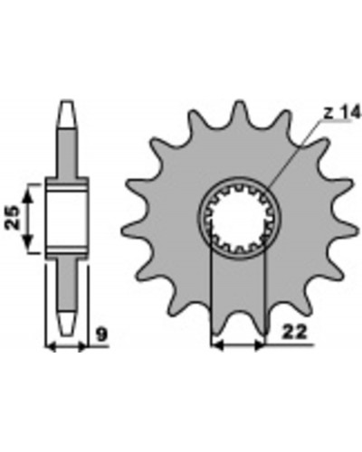 Pignon Moto PBR Pignon PBR 14 dents acier type 2097 pas 520