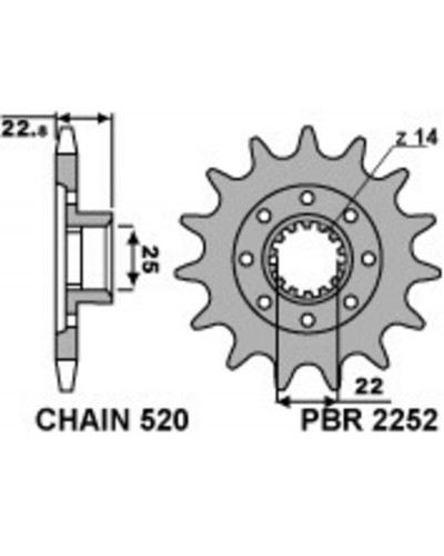 Pignon Moto PBR Pignon PBR 17 dents acier type 2252 pas 520 MV Agusta F3