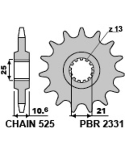 Pignon Moto PBR Pignon PBR acier standard 2331 - 525