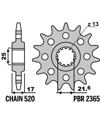 Pignon Moto PBR Pignon PBR acier standard 2365 - 520