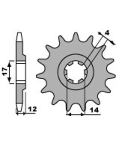 Pignon Moto PBR Pignon standard PBR 14 dents chaîne 428 Aprilia RS4 125