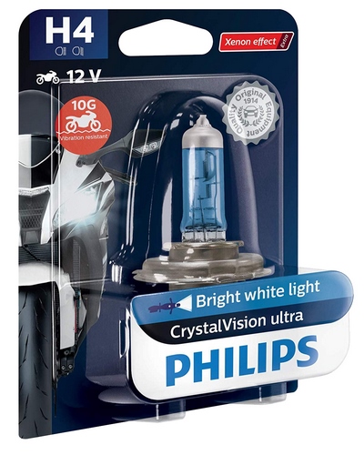 Ampoules Moto PHILIPS Ampoule Feux de Route H4- Crystal VIsion-60/55W