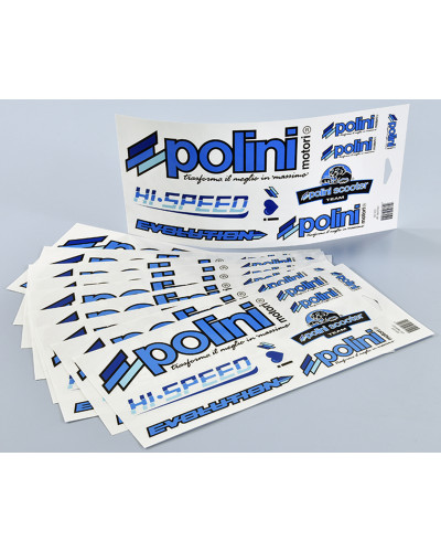 Stickers Déco Moto POLINI autocollants Polini Blue Line (10pcs)