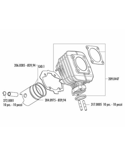 Cylindre Moto POLINI Haut moteur POLINI fonte Moteur Peugeot Ludix AC