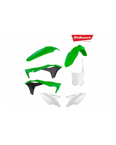 Kit Plastique Moto POLISPORT Kit plastique POLISPORT couleur origine (2017) vert/noir/blanc Kawasaki KX250F