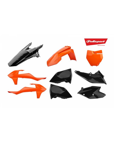 Kit Plastique Moto POLISPORT Kit plastiques POLISPORT orange/noir KTM EXC/EXC-F