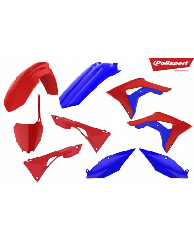 Kit Plastique Moto POLISPORT Kit plastiques POLISPORT rouge/bleu Honda CRF250/450R