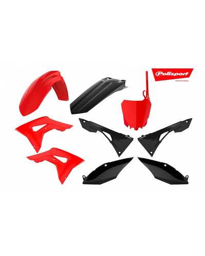 Kit Plastique Moto POLISPORT Kit plastiques POLISPORT rouge/noir Honda CRF250/450R