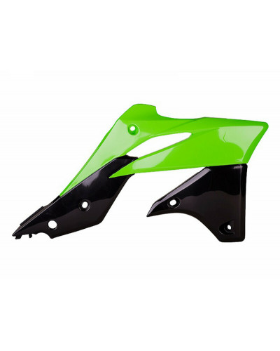 Ouies Radiateur Moto POLISPORT Ouïes de radiateur POLISPORT couleur origine vert/noir Kawasaki KX250F