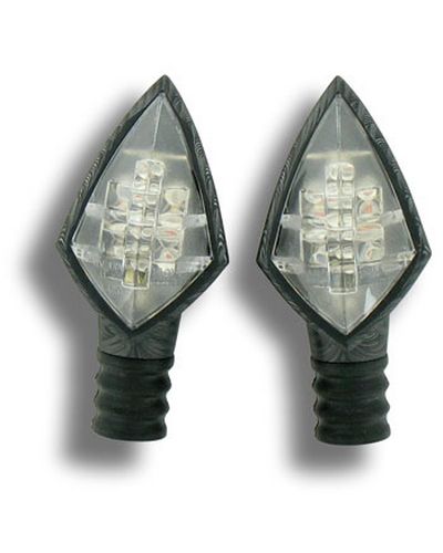 Clignotants Moto POWY Clignotant DART à Leds - Cabochon Transparent LOOK CARBONE