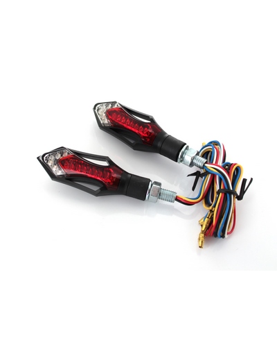 Clignotants Moto POWY Clignotant Leds avec Feu Stop Intégré Led Rouge HOMOLOGUE CE