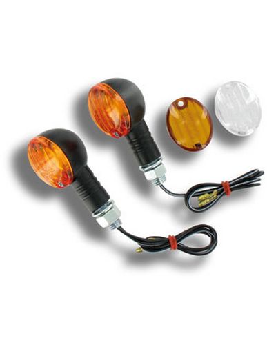 POWY Clignotant Mini Rond Noir ( La Paire)  