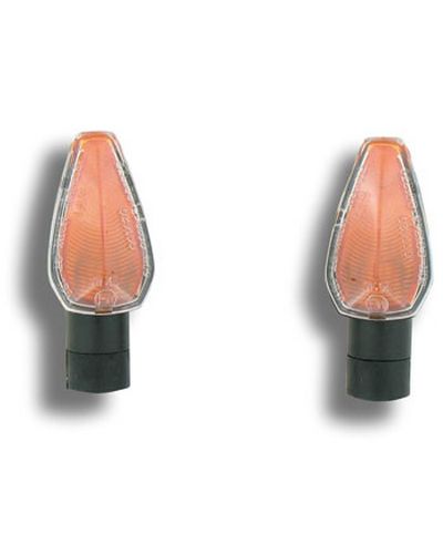 POWY Clignotant Noir PRISME : Court - Cabochon Orange  