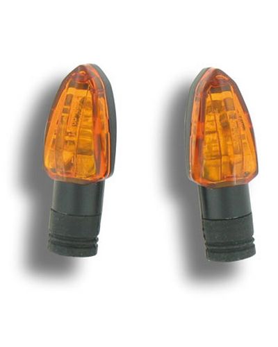 POWY Clignotant Noir ZEUS : Cabochon Orange  