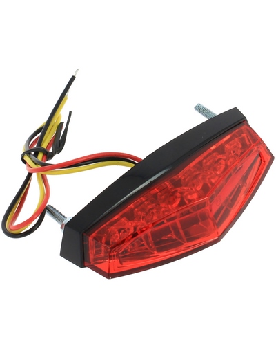 Accessoires Feux Moto POWY Feu Arrière Universel - Coque Noire - Cab. Clair - Leds Rouge - 97x35x27 mm HOMOLOGUE