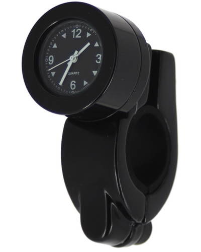 Bouchon Réservoir Moto POWY Montre à Aiguille - Fixation Guidon 22-26 mm. NOIRE