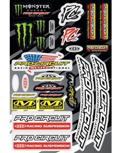 Stickers Déco Moto PRO CIRCUIT Planche d'autocollants PRO CIRCUIT 26 pièces