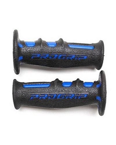 Poignées Moto PROGRIP 601 22-25mm/120mm dbl densite NOIR/BLEU