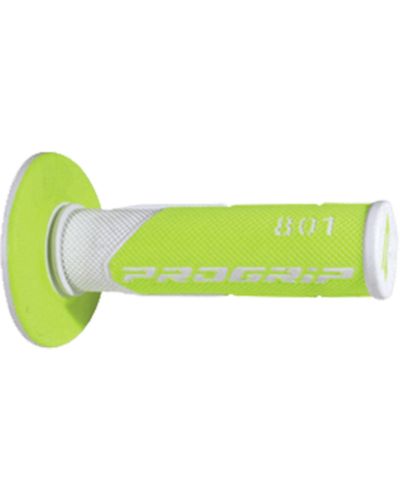 Poignée Scooter Cross / Tout Terrain PROGRIP Poignées Progrip 801 - MX - Double densité blanc-vert fluo