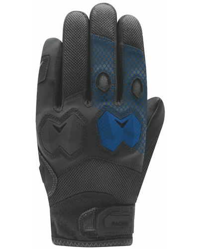 Gants Moto Été RACER été Blocks D3o noir-bleu