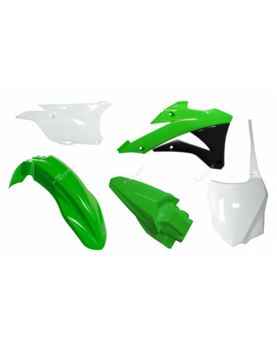 Kit Plastique Moto RACETECH Kit plastique RACETECH couleur origine vert/blanc Kawasaki KX85