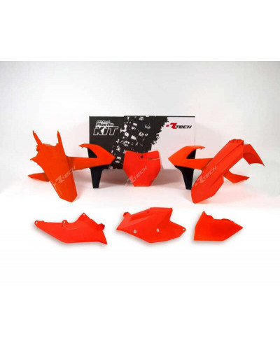 Kit Plastique Moto RACETECH Kit plastique RACETECH orange fluo/noir KTM