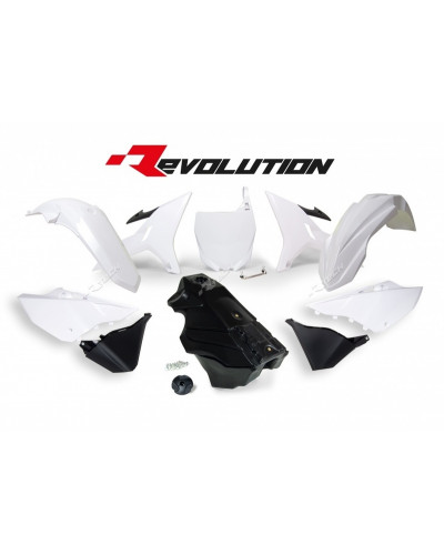 Kit Plastique Moto RACETECH Kit plastique RACETECH Revolution + réservoir blanc/noir Yamaha YZ125/250