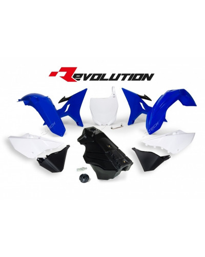 Kit Plastique Moto RACETECH Kit plastique RACETECH Revolution + réservoir couleur origine bleu/blanc/noir Yamaha YZ125/250