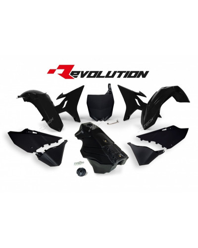 Kit Plastique Moto RACETECH Kit plastique RACETECH Revolution + réservoir noir Yamaha YZ125/250
