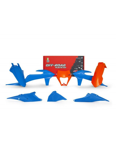 Kit Plastique Moto RACETECH Kit plastiques RACETECH orange/bleu KTM