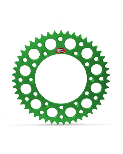 Couronne Moto RENTHAL Couronne RENTHAL Ultralight™ 48 dents alu anti-boue pas 520 type 112U anodisé vert Kawasaki