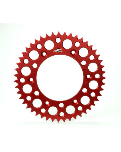 Couronne Moto RENTHAL Couronne RENTHAL Ultralight™ 48 dents alu anti-boue pas 520 type 154U anodisé rouge Honda