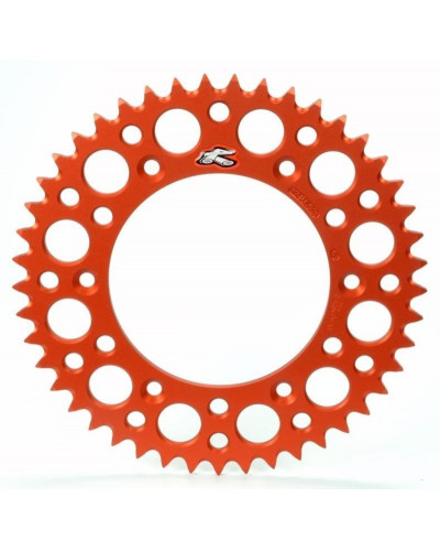 Couronne Moto RENTHAL Couronne RENTHAL Ultralight™ 53 dents alu anti-boue pas 520 type 224U orange