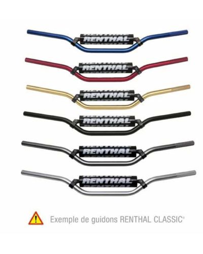 Guidon Moto RENTHAL Guidon Ø22 2mm avec barre RENTHAL Classic Replica Ricky Carmichael argent/mousse noire Guidon Moto RENTHAL Guidon Ø22 2mm avec barre RENTHAL Classic Replica Ricky Carmichael argent/mousse noire