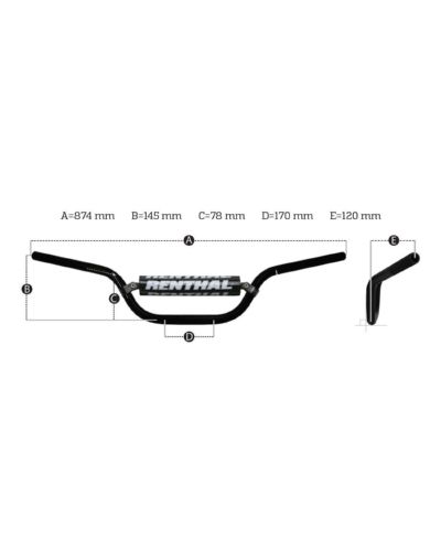 Guidon Moto RENTHAL Guidon Ø22 2mm avec barre RENTHAL Classic Vintage moyen argent/mousse noir Guidon Moto RENTHAL Guidon Ø22 2mm avec barre RENTHAL Classic Vintage moyen argent/mousse noir