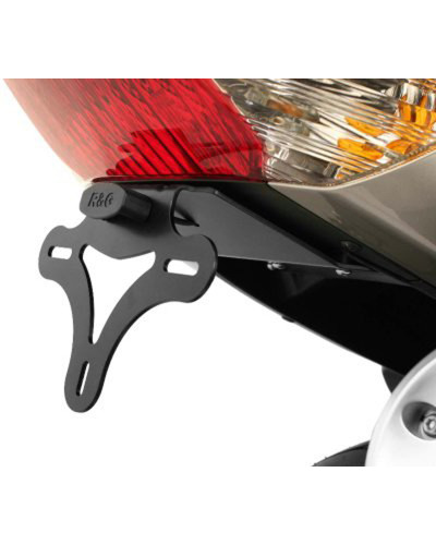 Support Plaque Immatriculation Moto R&G RACING Support de plaque R&G RACING noir avec passage de roue Yamaha T-Max 500