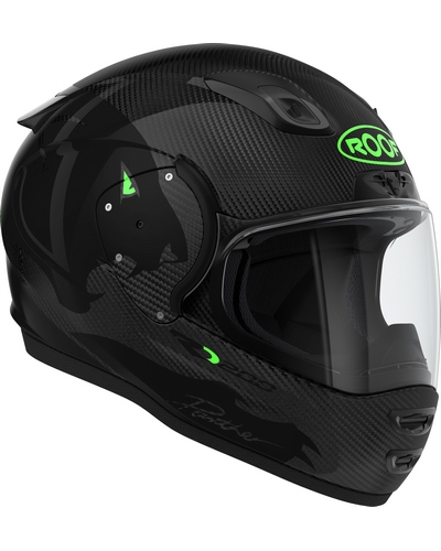 Casque Intégral Moto ROOF RO200 Panther noir-vert fluo