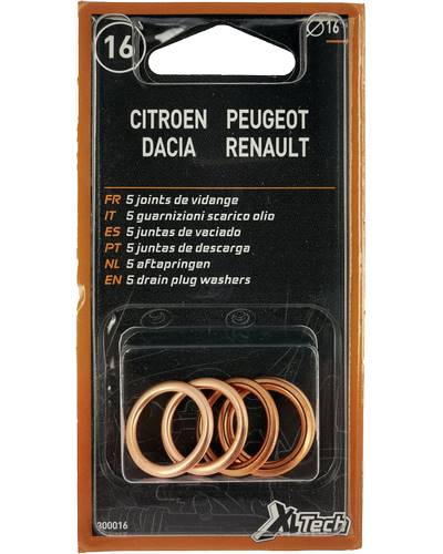 Joint Accessoires Moto SANS MARQUE Lot 5 joints cuivre Ø 16 mm