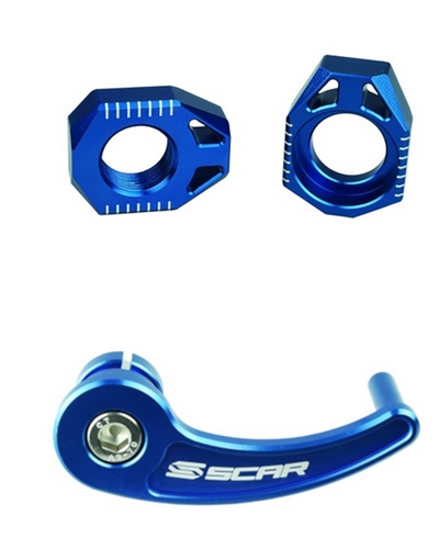 Tendeur Chaine Moto SCAR Kit tendeur de chaîne + tire-axe arrière SCAR bleu - Sherco