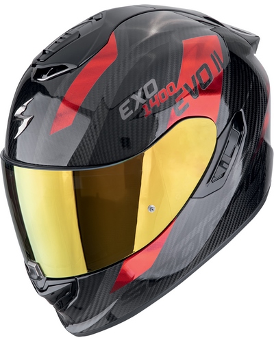 Casque Intégral Moto SCORPION EXO Exo-1400 Evo² Carbon Platted noir-rouge
